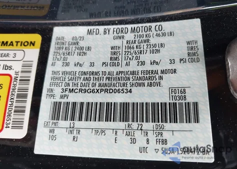 2023 Ford Bronco Sport Heritage from USA, damaged, VIN 3FMCR9G6XPRD06534